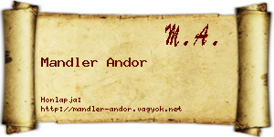Mandler Andor névjegykártya